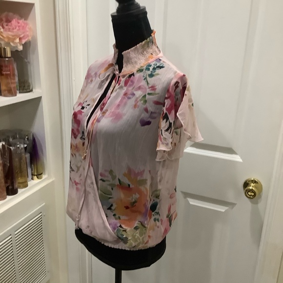 Sheer Tie Neck Top - Picture 3 of 5